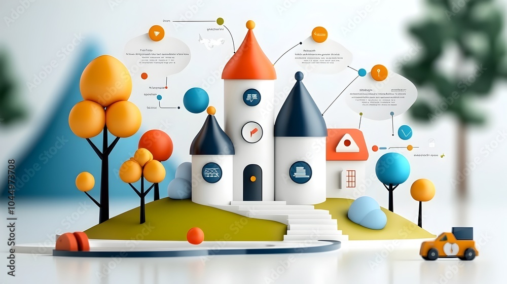 Leinwandbilder Modern business infographic visually depicts a systematic workflow teamwork planning and resource management for improved organizational efficiency and strategic progress