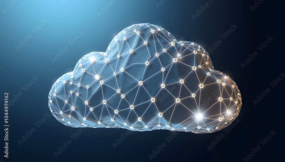 Wall mural 3d illustration, concept image. embossed mesh representing internet connections in cloud computing i