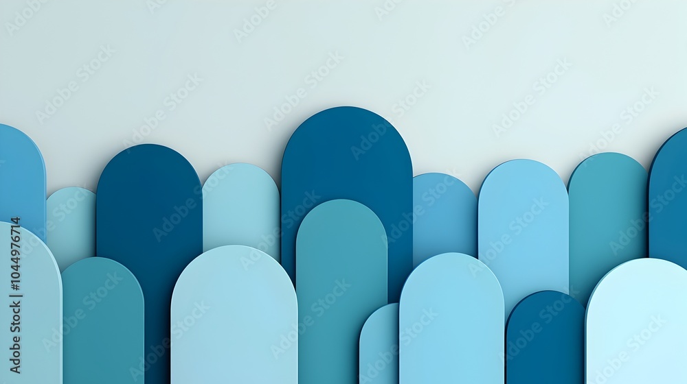 Poster Minimalist Blue Gradient Geometric Shapes and Shadows Forming a Captivating Futuristic Abstract Background Perfect for Tech and Digital Designs