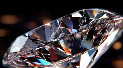 Close-up of a sparkling diamond ring, with light beautifully reflecting off its intricate facets, capturing the essence of luxury and elegance