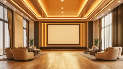 Fototapeta premium Modern Home Theater with Stylish Seating and Lighting