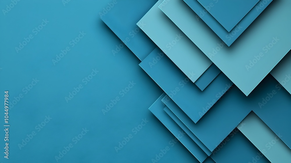 Poster Minimalist futuristic abstract background with overlapping geometric shapes in shades of blue subtle shadows and a gradient design perfect for tech digital and corporate visuals