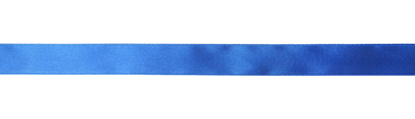 Beautiful blue ribbon isolated on white, top view