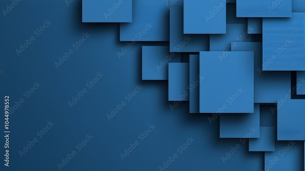 Aufkleber Futuristic Blue Abstract Geometric Background with Gradient Blocks and Shadows Minimalist Design for Tech Innovation and Modern Visual Concepts