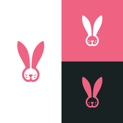 cute rabbit bunny animal logo vector illustration template design
