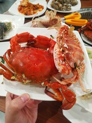 cooked crab on a plate