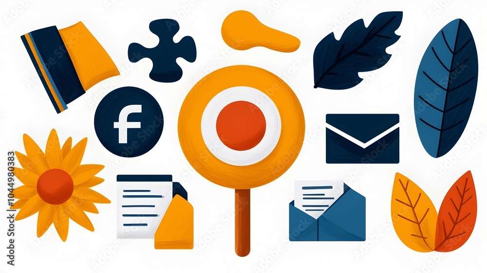 Aufkleber Doodle business office icon set with hand drawn elements like target puzzle teamwork and finance perfect for career and strategy visuals  Conceptual for company workplace management and planning