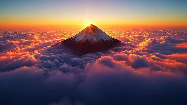 ダイヤモンド富士の壮大な日の出 /A Majestic Sunrise of Diamond Fuji generative AI