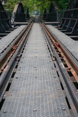 Bridge on the River Kwai with rail track, Kanchanaburi, Thailand