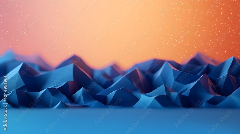 Poster Mesmerizing digital background featuring a captivating polygonal mesh with sparkly luminous highlights  This abstract futuristic design is perfect for modern website landing pages digital art