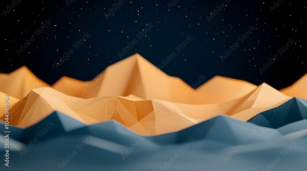 Poster This dazzling digital artwork features a mesmerizing polygonal mesh with shimmering 3D highlights creating an abstract and visually captivating background perfect for modern landing page designs