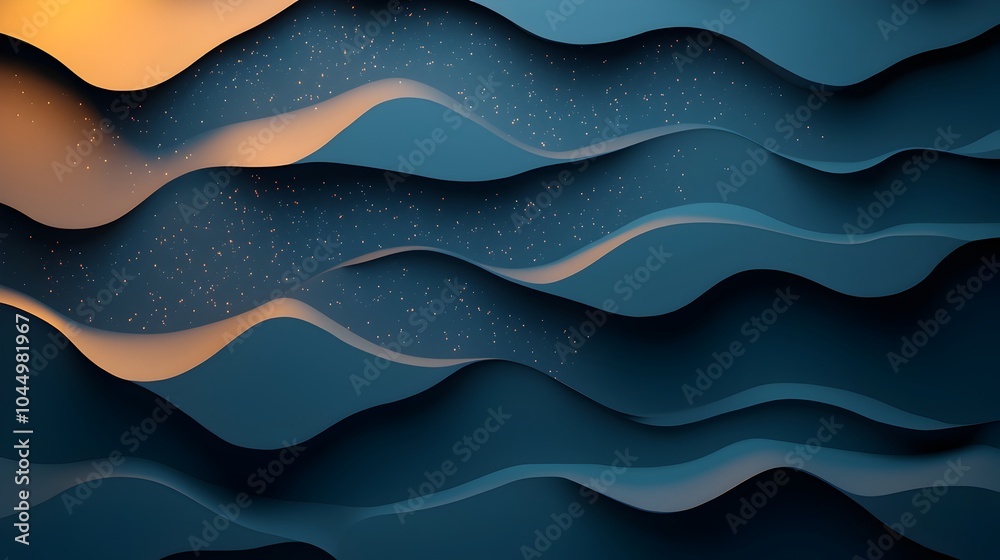Poster Mesmerizing Polygonal Mesh with Sparkling Highlights for Modern Digital Designs  Abstract 3D rendered background with a captivating geometric pattern and luminous accents perfect for landing pages