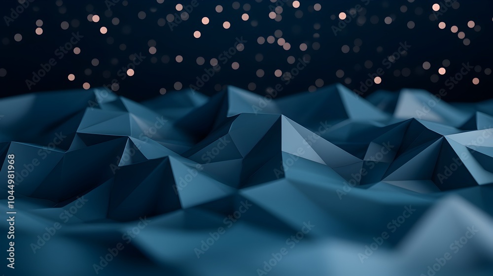 Poster Captivating 3D polygonal mesh with sparkling digital effects creating an abstract and futuristic background design ideal for tech oriented landing pages website headers and other digital media