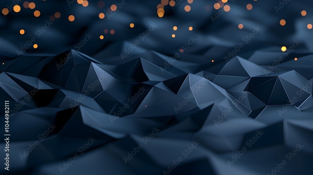 Poster Futuristic 3D polygonal mesh with glowing sparkles digital abstract background perfect for landing pages tech visuals and creative designs