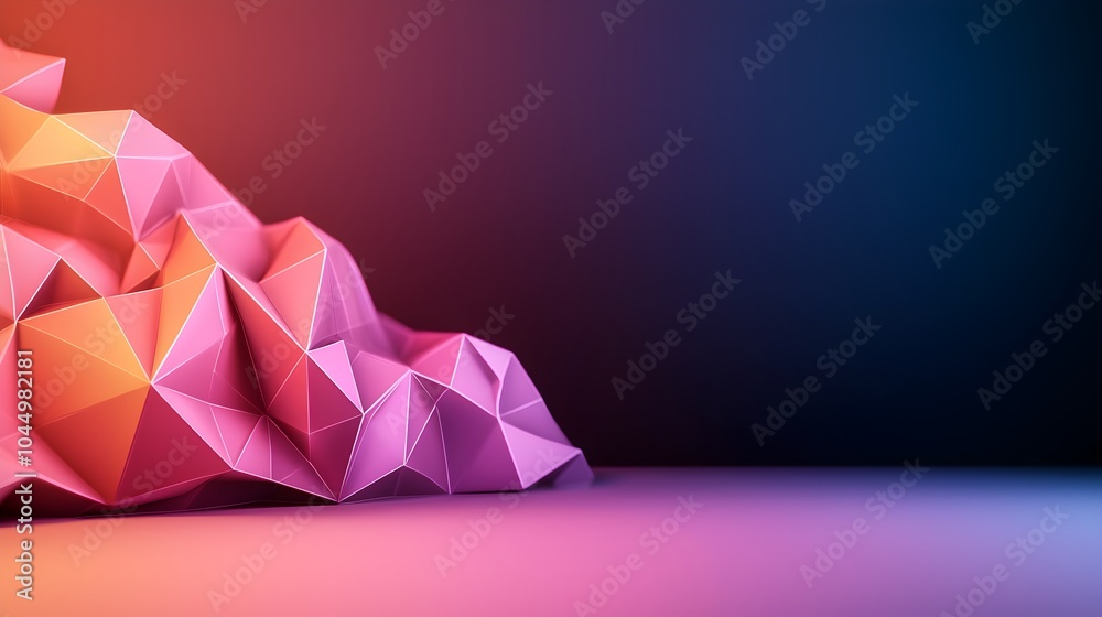 Poster Captivating 3D rendered abstract background featuring a shimmering polygonal mesh design perfect for modern digital concepts landing pages websites banners and other tech driven projects