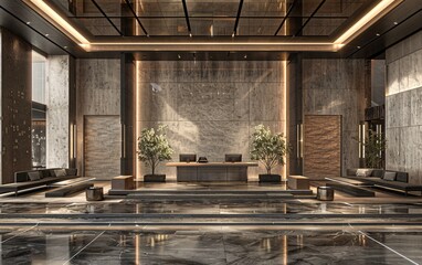 Fototapeta premium Interior design for living area or reception in modern
