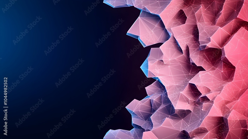 Poster Futuristic digital background with a sparkling polygonal mesh perfect for tech landing pages website designs app interfaces and creative projects that need a sleek modern and innovative visual style