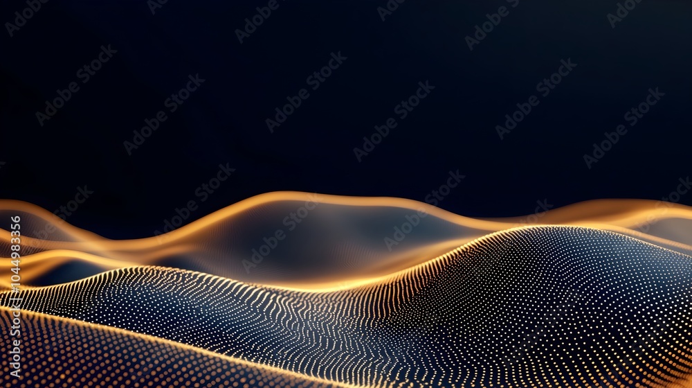 Poster Glowing Digital Landscape of Seamless Data Flow and Generative Technology  Abstract background with dynamic dots lines