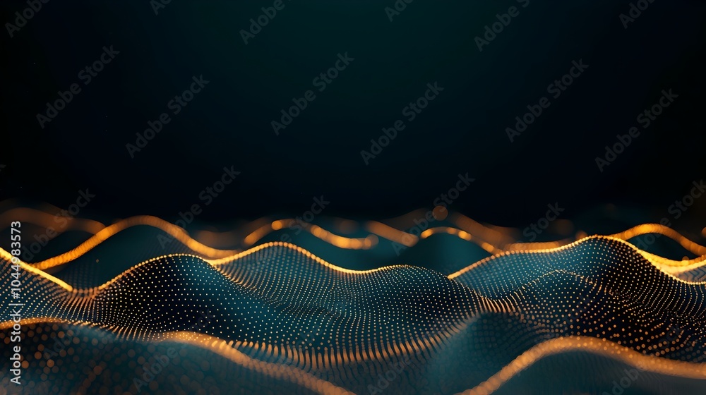 Aufkleber Captivating abstract generative scene featuring a dark digital landscape with glowing dots and data lines flowing across embodying the dynamic and futuristic concepts of data flow technology