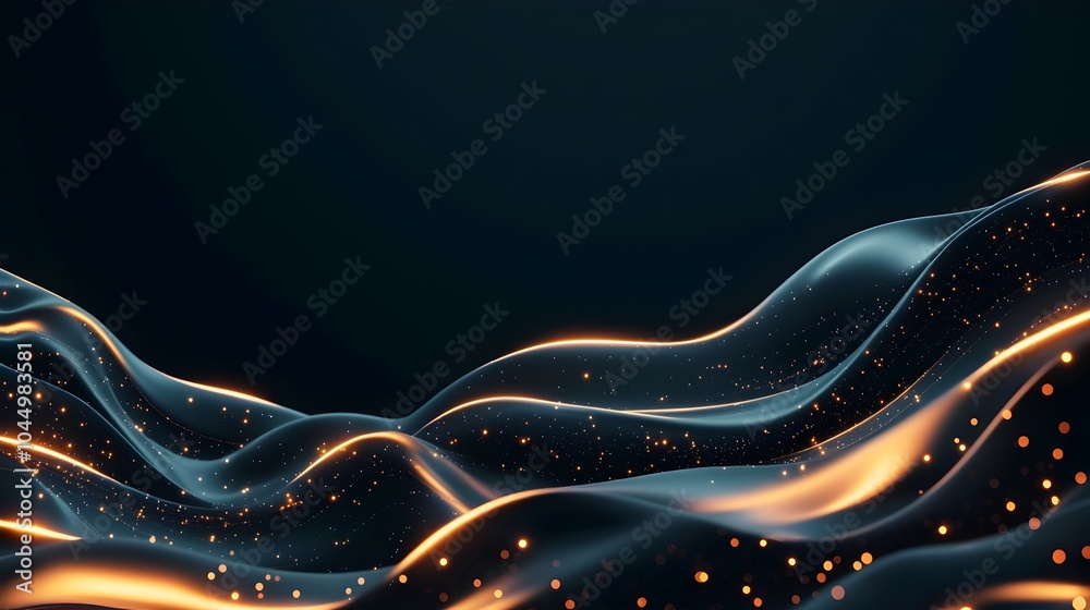 Aufkleber Flowing Data Streams in a Glowing Digital Landscape An Abstract Generative Scene Depicting the Interconnected Nature of Technology and Information in a Futuristic Ethereal Environment