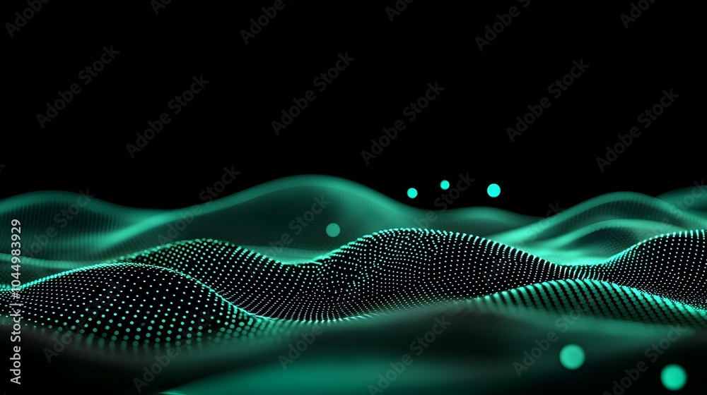 Aufkleber Futuristic digital landscape with glowing dots and interconnected lines representing the complex and dynamic nature of generative and the abstract flow of data