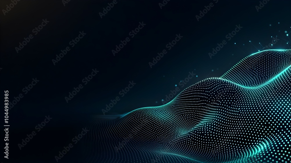 Fototapete futuristic digital landscape with glowing dots and interconnected lines representing the flow of dat