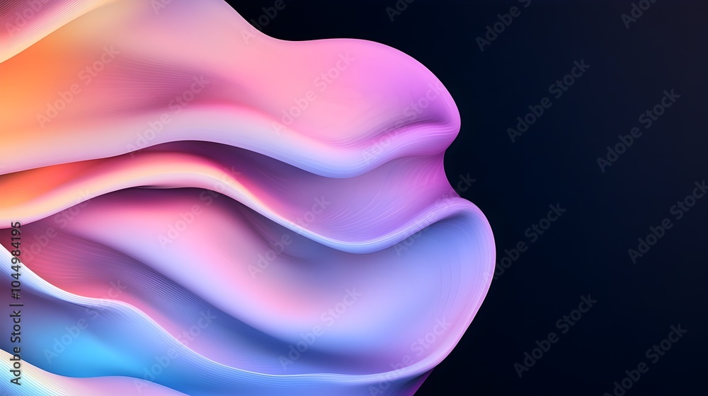 Leinwandbilder Mesmerizing iridescent 3D abstract shape with a captivating glow set against a vibrant dark background radiating vivid hues and a soft ethereal luminescence