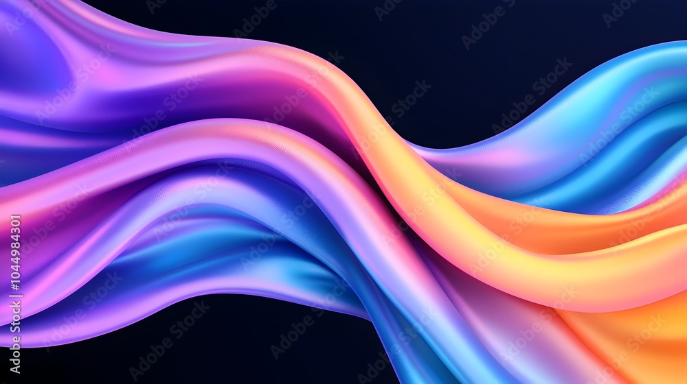 Aufkleber Mesmerizing 3D abstract design with captivating iridescent shimmering surfaces smooth flowing curves and a rich dark background creating a visually stunning and futuristic digital artwork