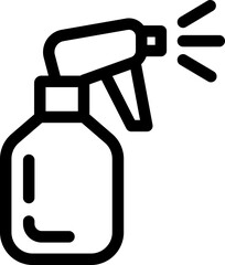 Clean icon of fluid spray in cleaning bottle aerosol. Sign tool for water gas nozzle, disinfection, hygiene spatter.