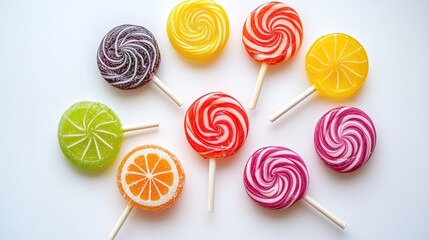 Colorful Lollipops on White Background