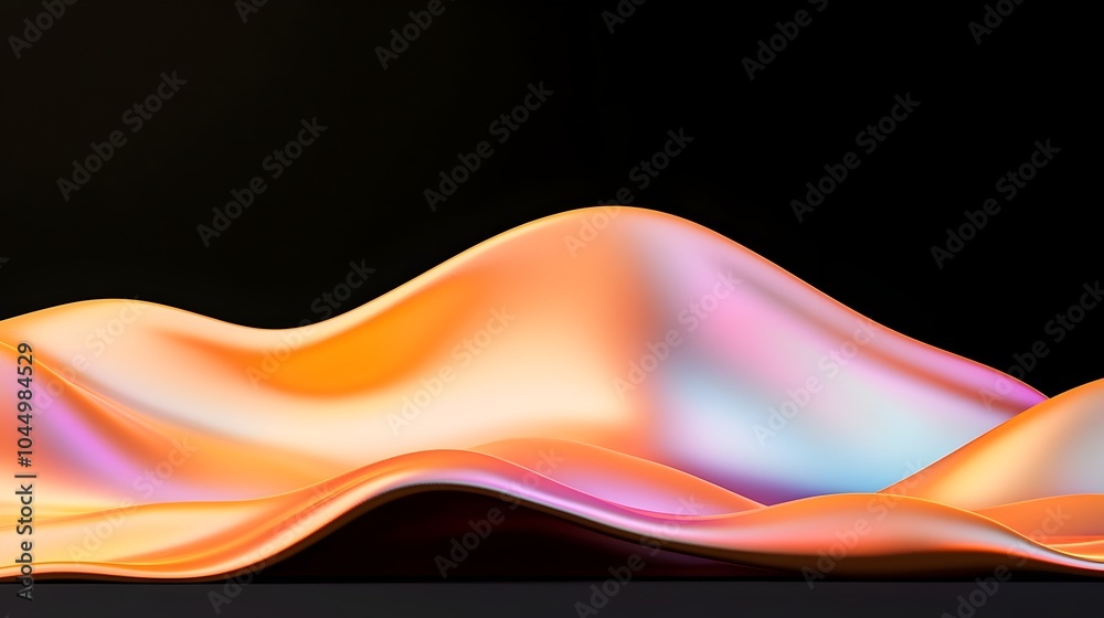 Poster A mesmerizing glossy 3D sphere with an iridescent finish highlighted against a deep black background creating a modern abstract and minimalist visual composition