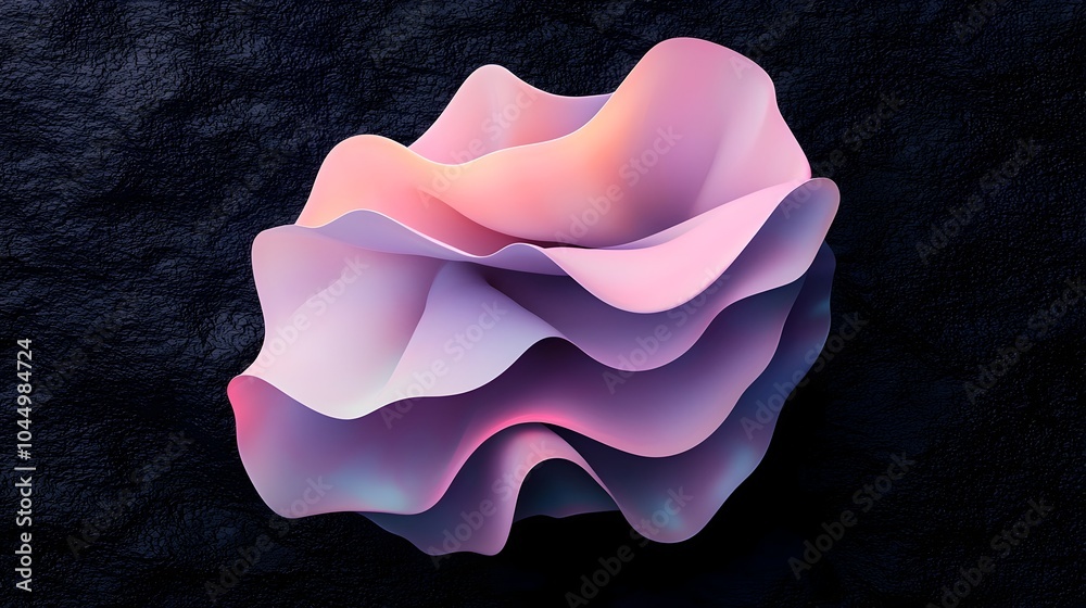 Aufkleber Mesmerizing iridescent 3D rendered abstract form glowing softly against a dark textured background for a visually striking and futuristic aesthetic