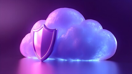 A cloud with a shield in front of it, symbolizing the secure, cloud-based protection