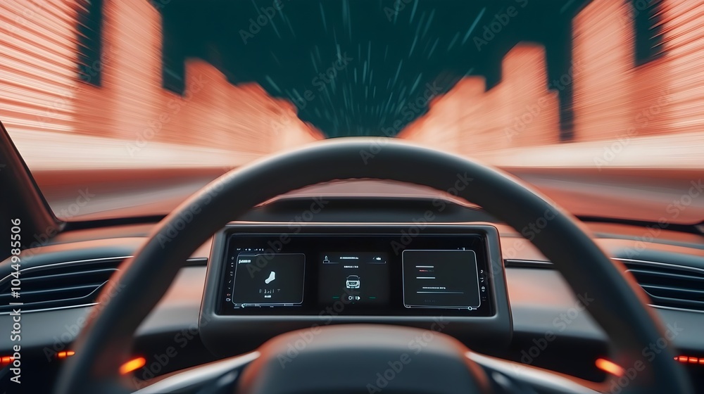 Poster sleek and dynamic autonomous electric vehicle with advanced smart technology and glowing underbody l