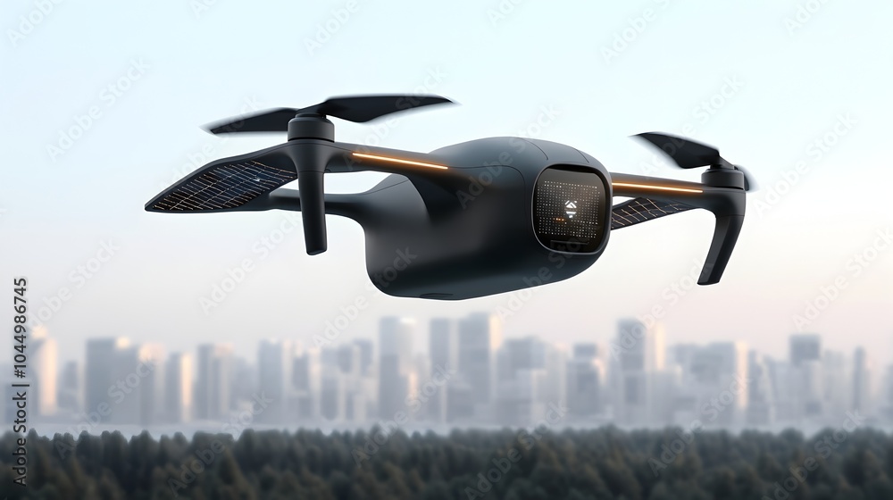 Poster cutting edge cargo drone with high capacity delivery bay ai powered flight control and solar chargin