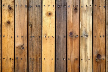 Fototapeta premium Close-up of a weathered wooden fence with various shades of brown and yellow.