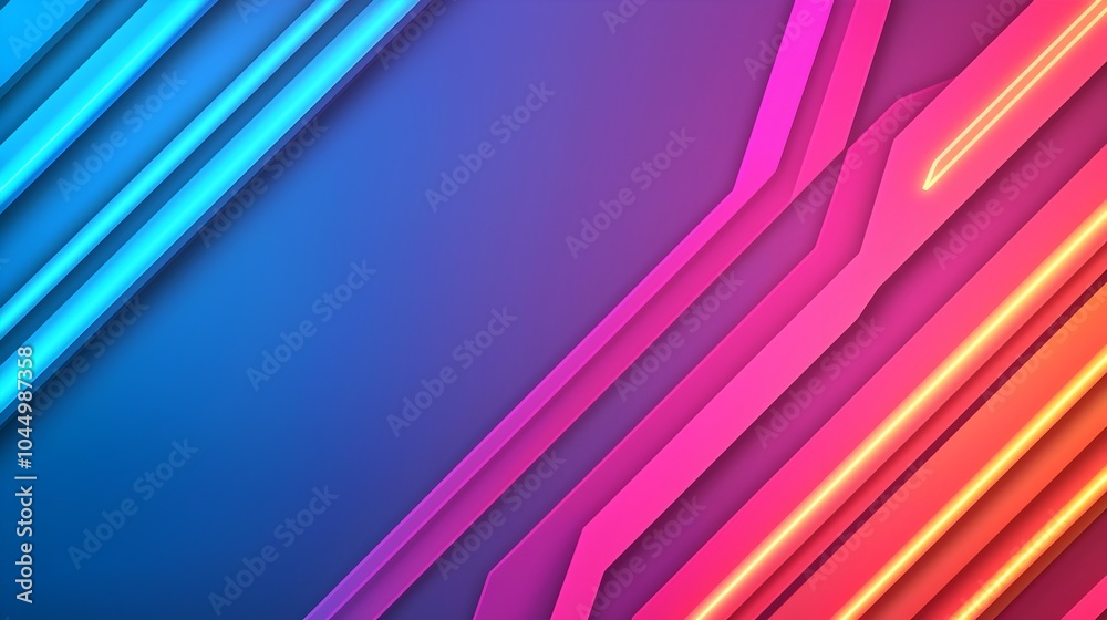 Leinwandbilder Glowing neon futuristic abstract background with intricate geometric patterns and sleek digital elements blending techno inspired design with a high tech minimalist atmosphere
