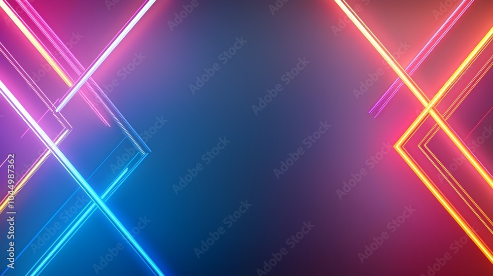 Aufkleber Sleek and modern abstract background with glowing neon lines dynamic geometric patterns and a high tech futuristic atmosphere  This digital blends clean