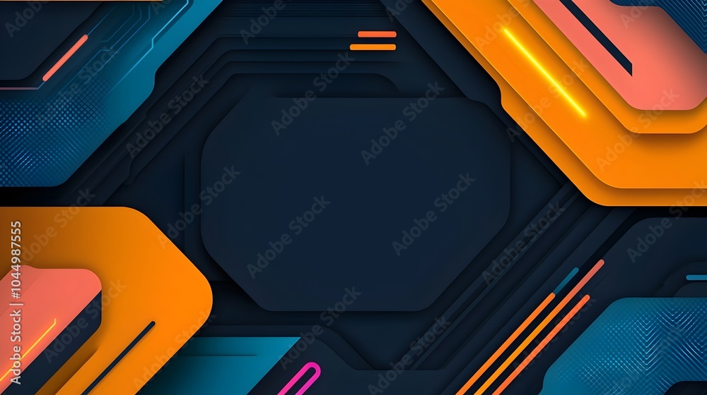 Poster captivating abstract background featuring a futuristic digital landscape with intricate geometric ne