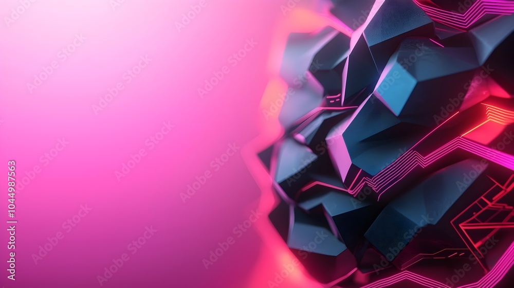 Poster Futuristic abstract background with intricate geometric designs vibrant neon lighting and dynamic digital waveforms creating a captivating and immersive sci fi inspired digital environment