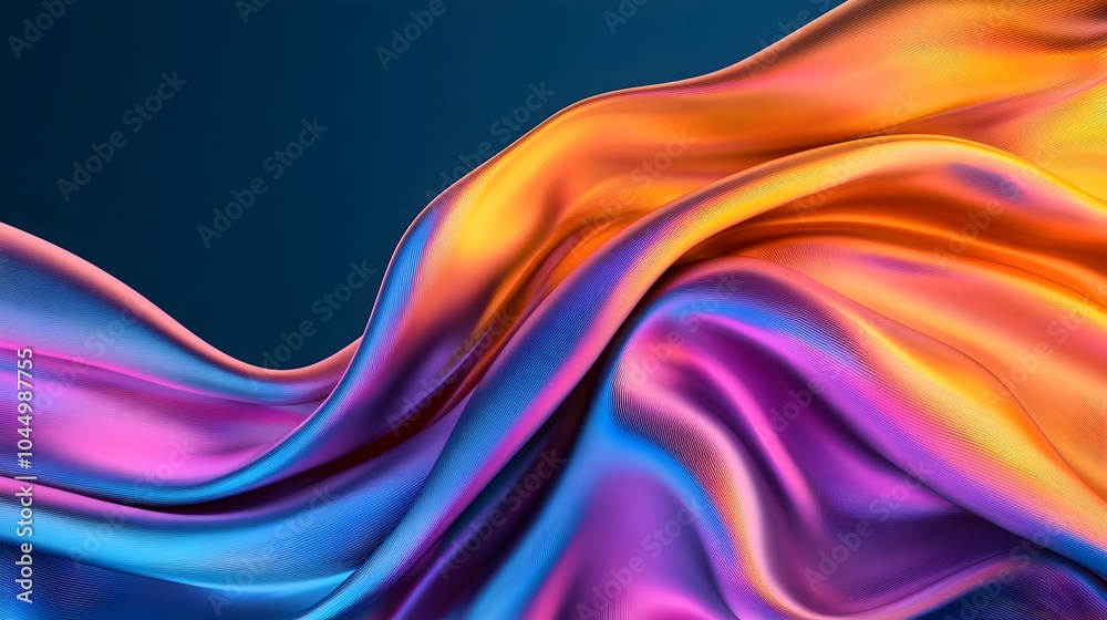 Leinwandbilder futuristic abstract background featuring 3d metallic structures glowing energy waves and vivid neon 