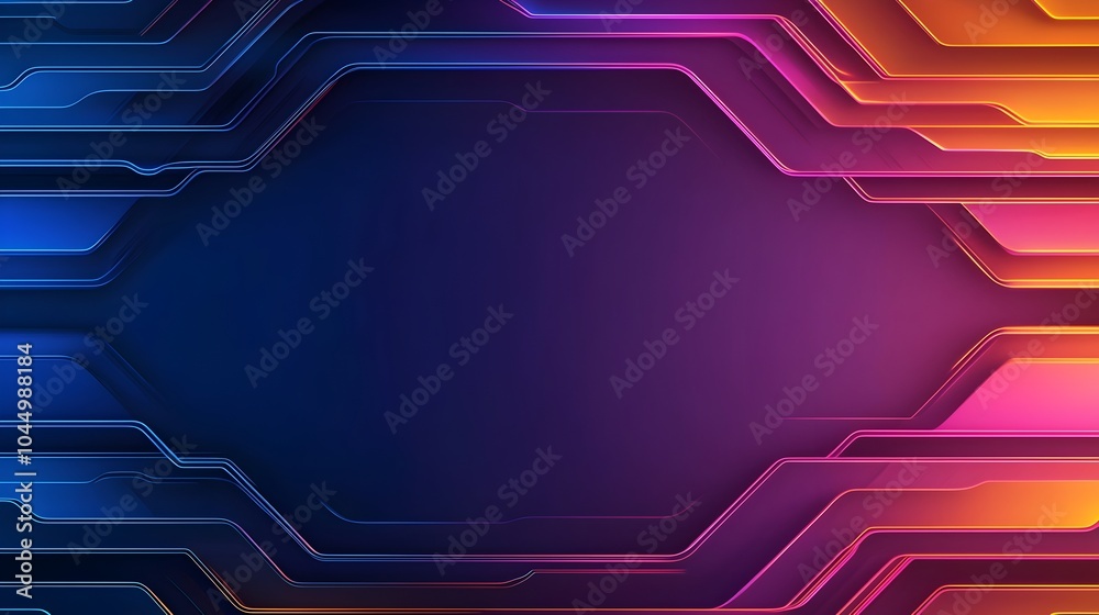 Leinwandbilder Captivating digital background with overlapping neon grids mesmerizing glowing light effects and futuristic textural elements creating a striking sci fi inspired visual