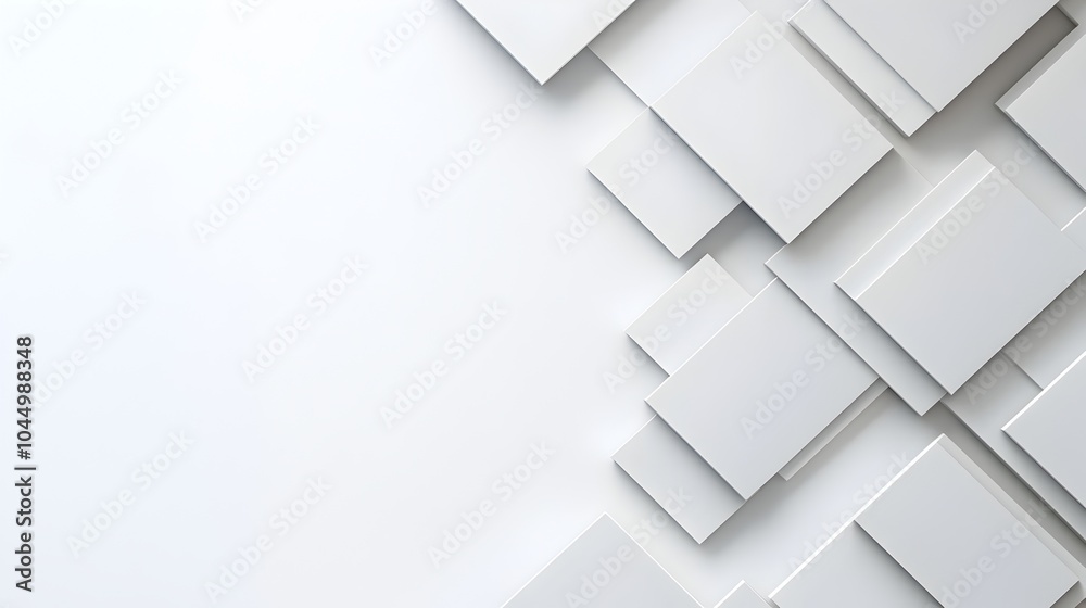 Leinwandbilder sleek and minimalist white background with futuristic floating geometric shapes and soft blending li
