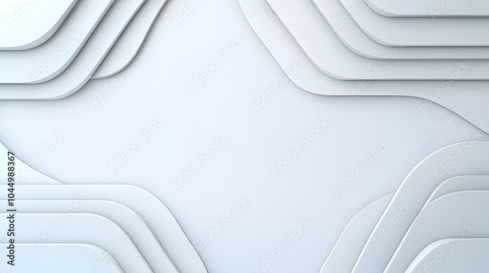 Poster Sleek and futuristic abstract backdrop featuring clean white surfaces overlapping layers and glowing edges for a high tech modern and minimalist look  Versatile design perfect for presentations