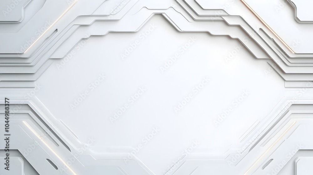 Poster Sleek and futuristic digital backdrop featuring clean white layers with overlapping edges that glow and shine creating a dynamic high tech and modern visual aesthetic
