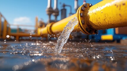 A modern indoor facility featuring a pipe streaming water, reflecting the utility and advanced technology present in contemporary industrial environments today.