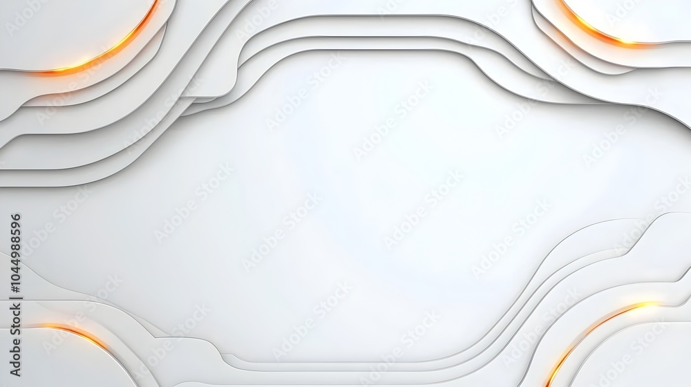 Poster Sleek and sophisticated abstract design featuring a futuristic blend of minimalist shapes metallic highlights and dynamic glowing tech lines on a clean white background