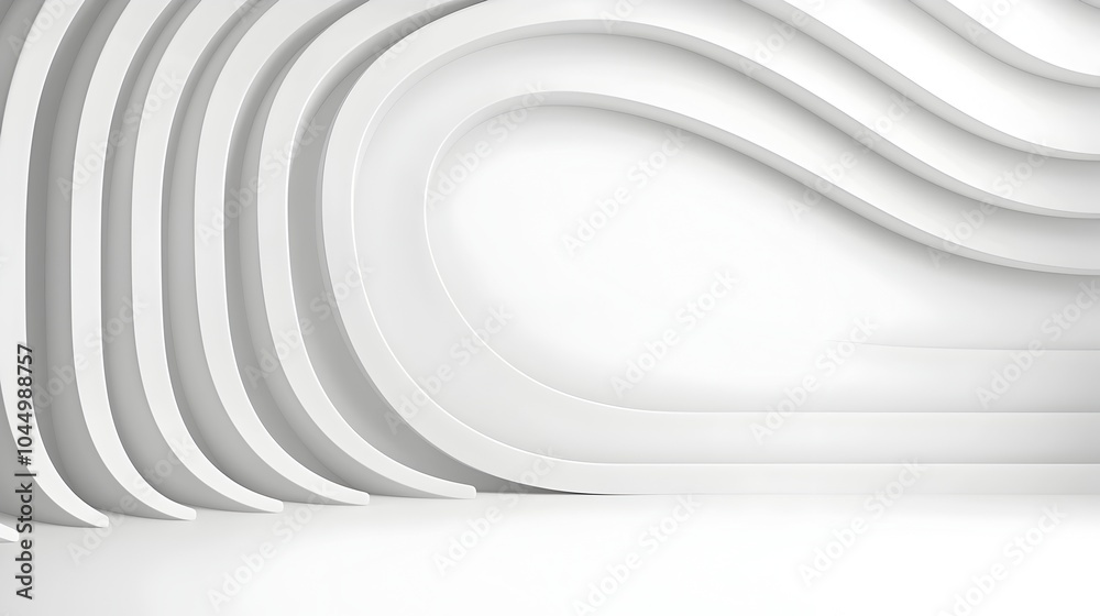 Fototapete Seamless white background with soft metallic reflections curved surfaces and minimalistic lines for a modern elegant and high tech visual aesthetic