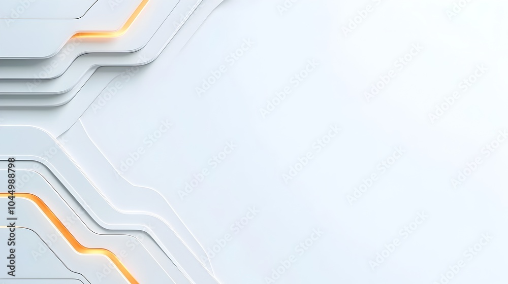 Poster Elegant futuristic white geometric backdrop with glowing accents and soft shadows creating a clean and minimalist sci fi inspired digital design
