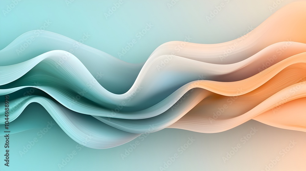 Poster Mesmerizing abstract futuristic background with flowing wavy glass shapes transparent layers and soft reflections creating a sleek modern and visually captivating look